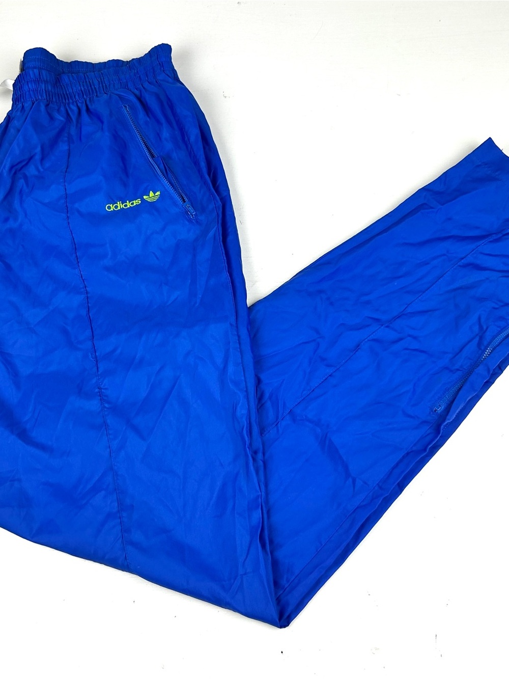 adidas Royal Blue Track Pants with Neon Lime Logo